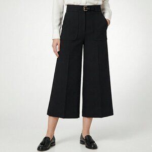RED Valentino High-Waist Belted Wide Leg Cropped Trousers Culottes Black IT 36